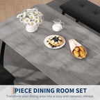 IDEALHOUSE 43'' Dining Table Set for 4, Wooden Kitchen Table with Upholstered Bench & 2 Cushion Chairs, Industrial Dinette Set for Studio, Kitchen, Dining Room, Apartment, Gray