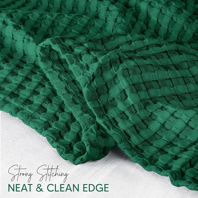 Utopia Bedding Forest Green 100% Cotton Waffle Blanket 300 GSM [Queen - 90x90 Inch] Soft Lightweight Breathable Bed Blanket for All Season