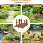 VINGLI Garden Bridge, Classic Wooden Bridge with Safety Rails, Decorative Arhced Footbridge for Patio Pond, Creek, Pathway(Brown, 5 ft)