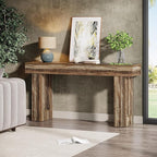 Tribesigns 63-Inch Long Console Table, Wooden Rectangular Sofa Table Behind The Couch, Farmhouse Entryway Table for Entrance, Hallway, Living Room (Mottled Gray Brown)