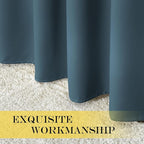 NICETOWN Patio Blackout Curtain Panels - Extra Wide Sliding Door Thermal Insulated Drape, Privacy Room Divider Curtain for Bedroom Office (Smoky Blue, 66 x 118 Inch Long)