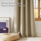 NICETOWN Faux Linen Oatmeal Blackout Curtains 84 inches Long for Living Room - Privacy Panels for Bedroom, Modern Farmhouse Style Easy Care Grommet Top, 2 Panels, W52 by L84
