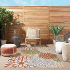 Nourison Home Aloha Indoor/Outdoor Ivory Multicolor 6' x 9' Area Rug, Easy Cleaning, Non Shedding, Bed Room, Living Room, Dining Room, Backyard, Deck, Patio (6x9)