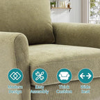 OLIXIS Comfy Accent Chair for Living Room Bedroom and Waiting Room, Upholstered Mid-Century Reading Chair with Pillow and Solid Wood Legs, Wide Singe Modern Lounge Sofa (Green, 2 Pack)