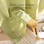 NICETOWN Fresh Green Linen Farmhouse Curtains 96 inches Long, Grommet Thick Flax Semi Sheer Window Treatments Privacy Assured with Light Filtering for Bedroom, W55 x L96, 2 Panels