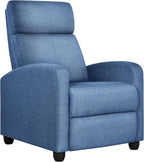 Yaheetech Fabric Recliner Chair Sofa Ergonomic Adjustable Single Sofa with Thicker Seat Cushion Modern Home Theater Seating for Living Room Light Blue