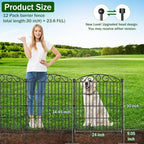 Garden Fence 12 Panel - 30in H x 23.6ft L, No Dig Rustproof Metal Tall Animal Barrier for Dogs Rabbits, Decorative Outdoor Border for Yard, Patio, and Flower Beds