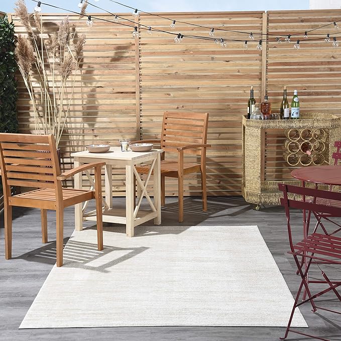 Nourison Home Essentials Indoor/Outdoor Ivory Beige 6' x 9' Area Rug, Easy Cleaning, Non Shedding, Bed Room, Living Room, Dining Room, Backyard, Deck, Patio (6x9)
