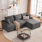 Cloud Sectional Sofa, Boneless Couch for Living Room, Modular Sectional Sofa with Deep Seat, Fluffy L-Shaped Comfy Couch with Right-Facing Chaise, No Assembly Required, Grey