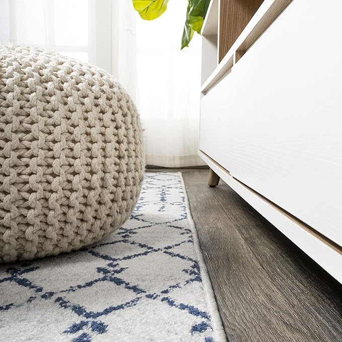 JONATHAN Y Boho Vintage Diamond Cream/Navy Indoor Area Rug 4X6 ft, Moroccan Hype for Living Room, Bedroom, Kitchen, Office, Easy-Cleaning, High Traffic, Pet-Friendly, Non-Shedding (MOH101F-4)
