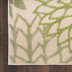 Nourison Home Aloha Indoor/Outdoor Ivory Green 12' x 15' Area Rug, Easy Cleaning, Non-Shedding, Bed Room, Living Room, Dining Room, Backyard, Patio, Deck (12x15)