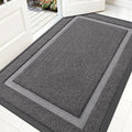 OLANLY Front Door Mat Indoor Outdoor Entrance, Waterproof All-Season, All-Weather Doormat, Sturdy Natural Rubber, Fade Resistant, Low Profile, Easy Clean Patio Porch Entryway Mat, 59x30, Dark Grey