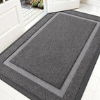 OLANLY Front Door Mat Indoor Outdoor Entrance, Waterproof All-Season, All-Weather Doormat, Sturdy Natural Rubber, Fade Resistant, Low Profile, Easy Clean Patio Porch Entryway Mat, 59x30, Dark Grey