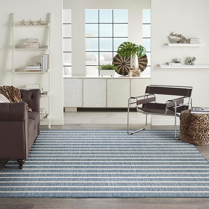 Nourison Home Positano Navy Ivory 9' x 12' Area Rug - Easy Clean, Non Shedding, Bed Room, Living Room, Dining Room, Kitchen (9' x 12')