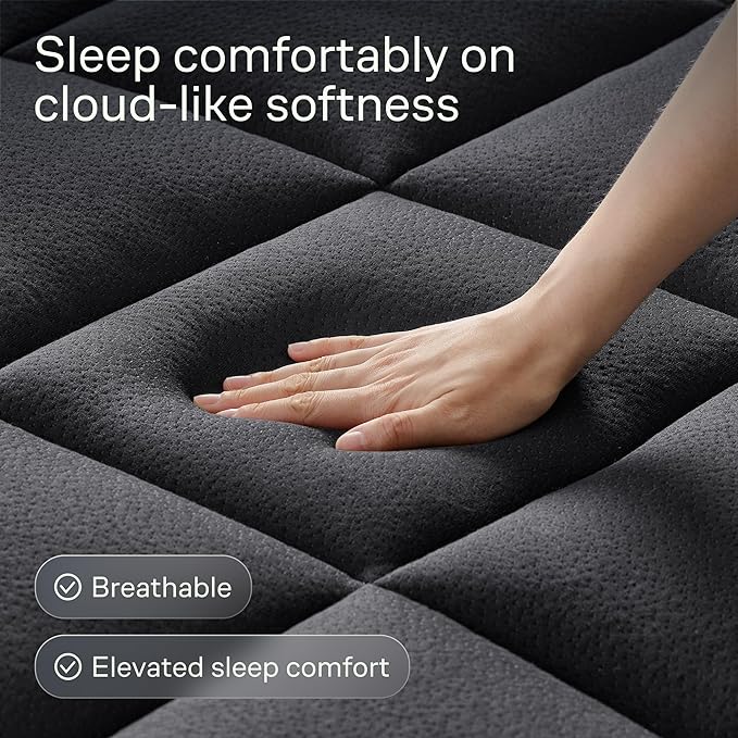 Ultra Soft California King Size Mattress Topper - Viscose Made from Bamboo Pillow Top Mattress Pad for Back Pain Relief - Naturally Cooling for Hot Sleepers, Black