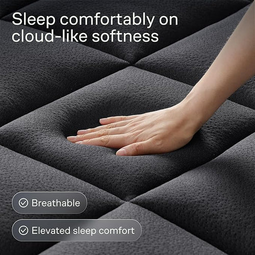 Ultra Soft California King Size Mattress Topper - Viscose Made from Bamboo Pillow Top Mattress Pad for Back Pain Relief - Naturally Cooling for Hot Sleepers, Black