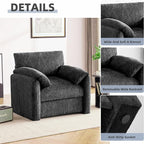 Chenille Oversized Armchair, 38.6'" Wide Accent Chairs for Living Room & Bedroom Modern Lounge Chair, Upholstered Mid-Century Reading Chair,Comfy Living Room Chair(Darkgray, 2 Pack)