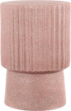 JONATHAN Y TBL1102C Louisa 19" Modern Art Deco Tambour Indoor/Outdoor Accent Table Art Deco, Minimalist, Contemporary, Bohemian, Mid-Century, Patio, Garden, Bathroom, Living Room, Pink Terrazzo Finish