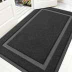 OLANLY Front Door Mat Indoor Outdoor Entrance, Waterproof All-Season, All-Weather Doormat, Sturdy Natural Rubber, Fade Resistant, Low Profile, Easy Clean Patio Porch Entryway Mat, 59x30, Black