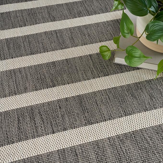 Nourison Home Positano Charcoal Ivory 8' x 10' Area Rug - Easy Clean, Non Shedding, Bed Room, Living Room, Dining Room, Kitchen (8' x 10')