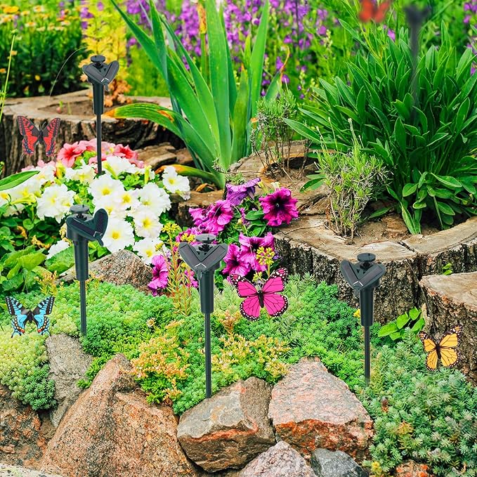 6 Pcs Solar Flying Moving Fluttering Waterproof Garden Stakes Decorations for Home Yard Pathway Garden Landscape Christmas Outdoor Indoor Centerpieces Gift Decorations (Butterfly)