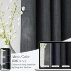 NICETOWN Faux Linen Charcoal Gray Blackout Curtains 84 inches Long for Living Room - Privacy Panels for Bedroom, Modern Farmhouse Style Easy Care Grommet Top, 2 Panels, W52 by L84