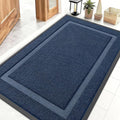 OLANLY Front Door Mat Indoor Outdoor Entrance, Waterproof All-Season, All-Weather Doormat, Sturdy Natural Rubber, Fade Resistant, Low Profile, Easy Clean Patio Porch Entryway Mat, 59x40, Blue