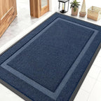 OLANLY Front Door Mat Indoor Outdoor Entrance, Waterproof All-Season, All-Weather Doormat, Sturdy Natural Rubber, Fade Resistant, Low Profile, Easy Clean Patio Porch Entryway Mat, 59x40, Blue