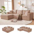 110” Cloud Sectional Couch, Modular Sectional Sofa for Living Room, Boneless Sofa with Deep Seat, Comfy Fluffy Couch with L-Shaped Chaise, No Assembly Required (Left-Facing Chaise, Camel)