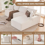 Cloud Sectional Sofa, Boneless Couch for Living Room, Modular Sectional Sofa with Deep Seat, Fluffy L-Shaped Comfy Couch with Right-Facing Chaise, No Assembly Required, Beige