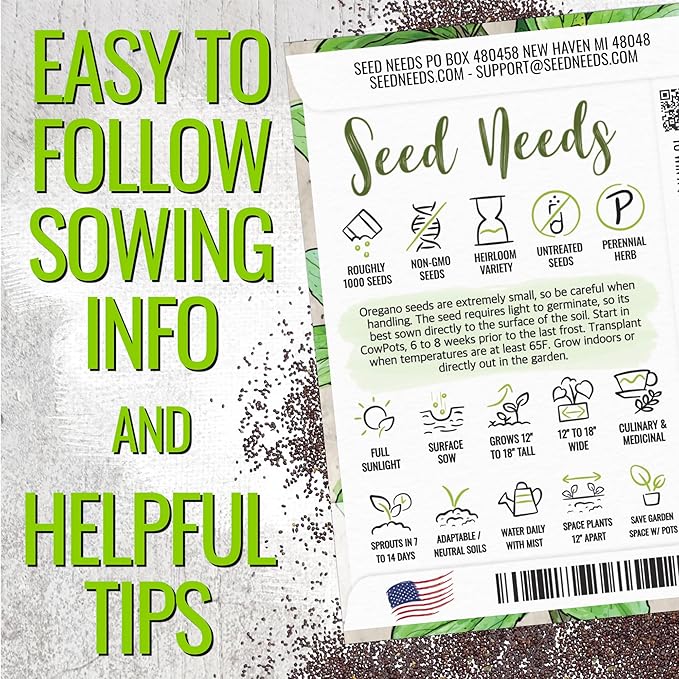 Seed Needs Sweet Marjoram & Italian Oregano Seeds for Planting Fresh Kitchen Herbs - Non-GMO Heirloom & Untreated Perennial Herb Seed to Plant a Culinary Garden Indoors or Outdoors (2 Packs)