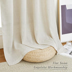NICETOWN Flax Natural Linen Curtains for Room Divider, Grommet Top Thick Flax Semi Sheer Vertical Drapes Privacy Assured with Light Filtering for Sliding Glass Door, W68 x L84, 2 Pieces