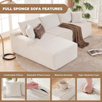 Cloud Sectional Sofa, Boneless Couch for Living Room, Modular Sectional Sofa with Deep Seat, Fluffy Comfy Couch with L-Shaped Chaise, No Assembly Required, Beige