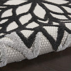 Nourison Home Aloha Indoor/Outdoor Black White 2'3" x 12' Area Rug, Tropical, Botanical, Easy Cleaning, Non Shedding, Bed Room, Living Room, Dining Room, Deck, Backyard, Patio (2x12)
