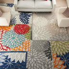 Nourison Home Aloha Indoor/Outdoor Multicolor 7' x 10' Area Rug, Easy Cleaning, Non Shedding, Bed Room, Living Room, Dining Room, Deck, Backyard, Patio (7x10)