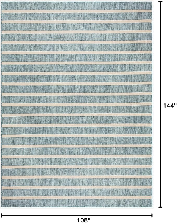 Nourison Home Positano Aqua Ivory 9' x 12' Area Rug - Easy Clean, Non Shedding, Bed Room, Living Room, Dining Room, Kitchen (9' x 12')