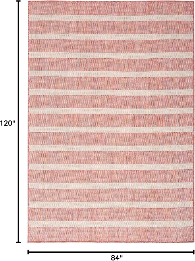 Nourison Home Positano Rainbow Ivory 7' x 10' Area Rug - Easy Clean, Non Shedding, Bed Room, Living Room, Dining Room, Kitchen (7' x 10')