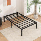Metal Platform Bed Frame 18 Inch Tall,No Box Spring Needed,Twin Size Bed with Heavy Duty Strong Support Slats,Easy to Assemble,Black