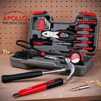 Apollo Tools Original 39 Piece General Household Tool Set in Toolbox Storage Case with Essential Hand Tools for Everyday Home Repairs, DIY and Crafts Red/Black - DT9706