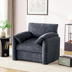 Chenille Oversized Armchair, 38.6" Wide Accent Chairs for Living Room & Bedroom Modern Lounge Chair, Upholstered Mid-Century Reading Chair, Comfy Living Room Chair, Single Sofa Chair, Blue