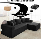 110” Cloud Sectional Couch, Boneless Sofa for Living Room, Modular Sectional Sofa with Deep Seat, Comfy Fluffy Couch with L-Shaped Chaise, No Assembly Required (Right-Facing Chaise, Black)