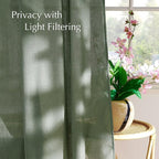 NICETOWN Linen Forest Green Curtains 96 inches Long, Grommet Privacy Assured Linen Blend Window Treatments with Light Filtering for Living Room/Bedroom, W55 x L96, 2 Panels
