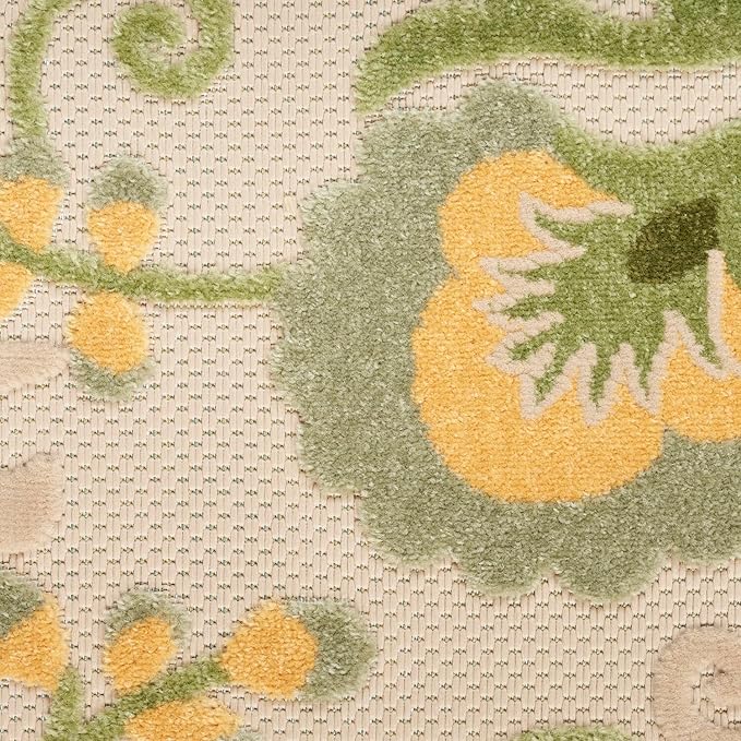 Nourison Home Aloha Ivory Green 7'10" x 10'6" Area Rug - Easy Clean, Non Shedding, Bed Room, Living Room, Dining Room, Kitchen (8' x 11')