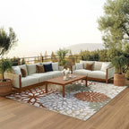 Nourison Home Aloha Indoor/Outdoor Ivory Multicolor 6' x 9' Area Rug, Easy Cleaning, Non Shedding, Bed Room, Living Room, Dining Room, Backyard, Deck, Patio (6x9)