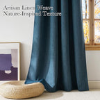 NICETOWN Faux Linen Stone Blue Blackout Curtains 84 inches Long for Living Room - Privacy Panels for Bedroom, Modern Farmhouse Style Easy Care Grommet Top, 2 Panels, W52 by L84