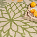 Nourison Home Aloha Tropical Indoor/Outdoor Green Multicolor 3'6" x 5'6" Area Rug, Easy Cleaning, Non Shedding, Bed Room, Living Room, Dining Room, Backyard, Deck, Patio (4x6)