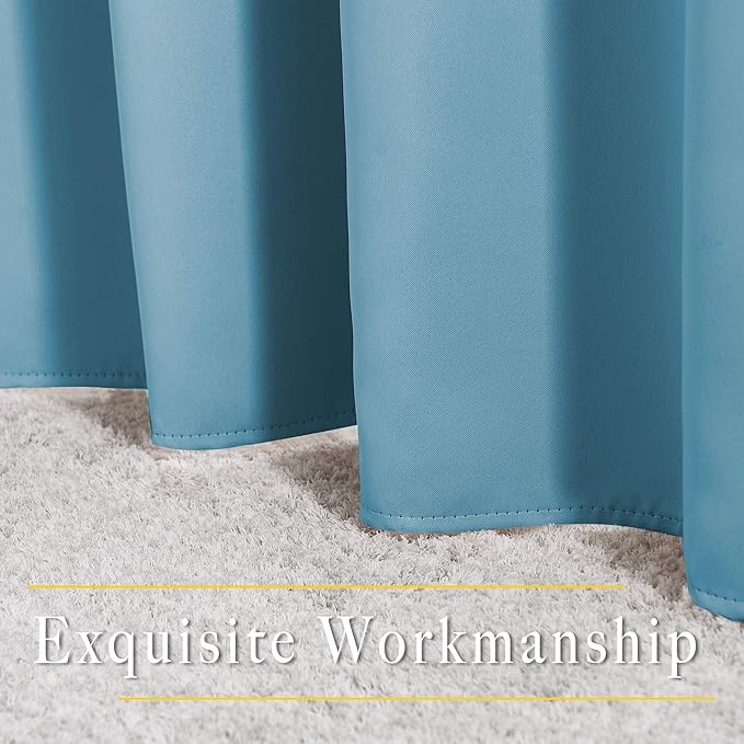 NICETOWN Room Darkening Curtains for Living Room - Easy Care Solid Thermal Insulated Grommet Room Darkening Curtains/Panels/Drapes for Bedroom (2 Panels, 66 by 66, Teal Blue)