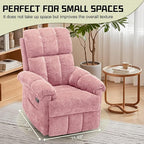 Recliner Chair, Swivel Rocker Recliner Chair for Adults, Small Recliners for Small Spaces, Manual Recliner Chair with Side Pockets, Nursery Rocking Chair for Living Room, Chenille, Rose Pink