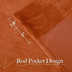 NICETOWN Orange Velvet Curtains 96 inch Long - Room Darkening Red Orange Rod Pocket Privacy Backdrops Drapes Soft Window Treatments for Bedroom and Living Room(2 Panels, 52" Wide)