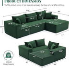 110” Cloud Sectional Couch, Boneless Sofa for Living Room, Modular Sectional Sofa with Deep Seat, Comfy Fluffy Couch with L-Shaped Chaise, No Assembly Required (Right-Facing Chaise, Green)
